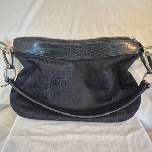 VTG Express Y2K Monogram Baguette Shoulder Bag Black Croc Trim Silver O-Ring
